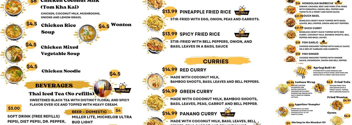 Thai Smile 2 Restaurant Menu