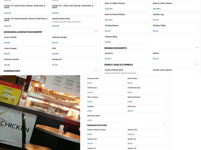 Sunny's Chicken Greenwood Menu