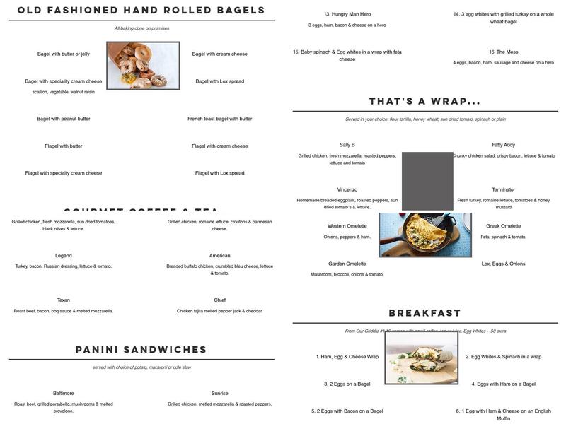 Bagel Cafe & Eatery Menu