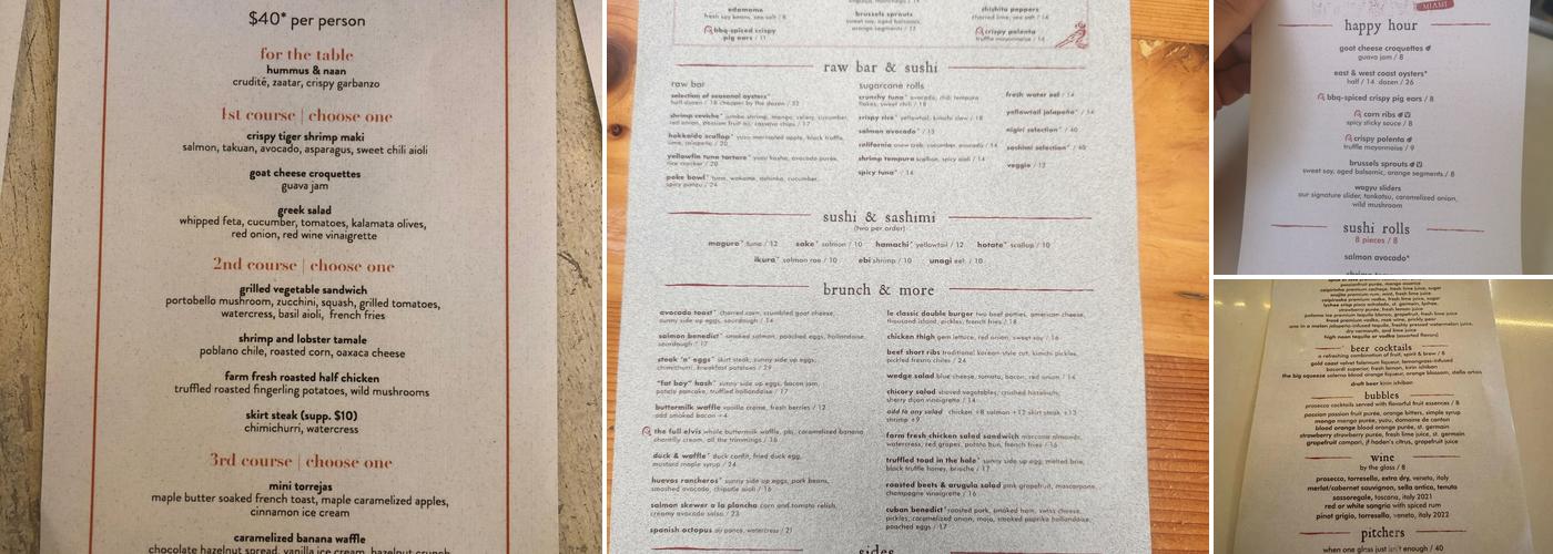 Sugarcane Menu