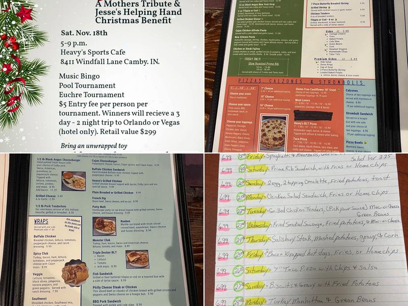 Heavy's Sports Cafe Menu