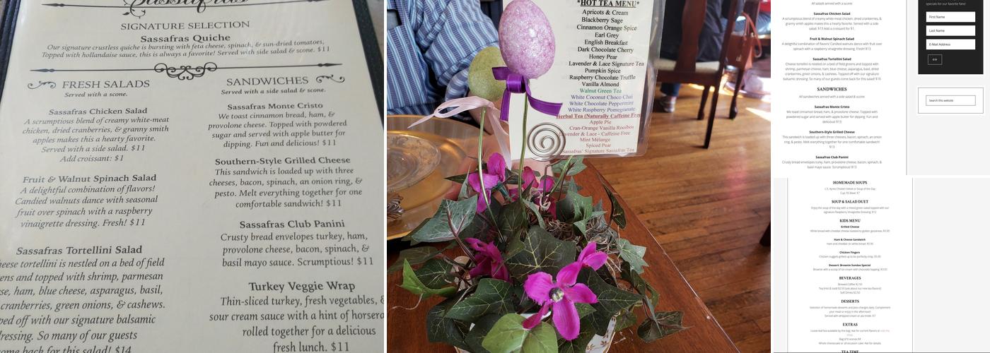 Sassafras Lunch & Tea Room Menu