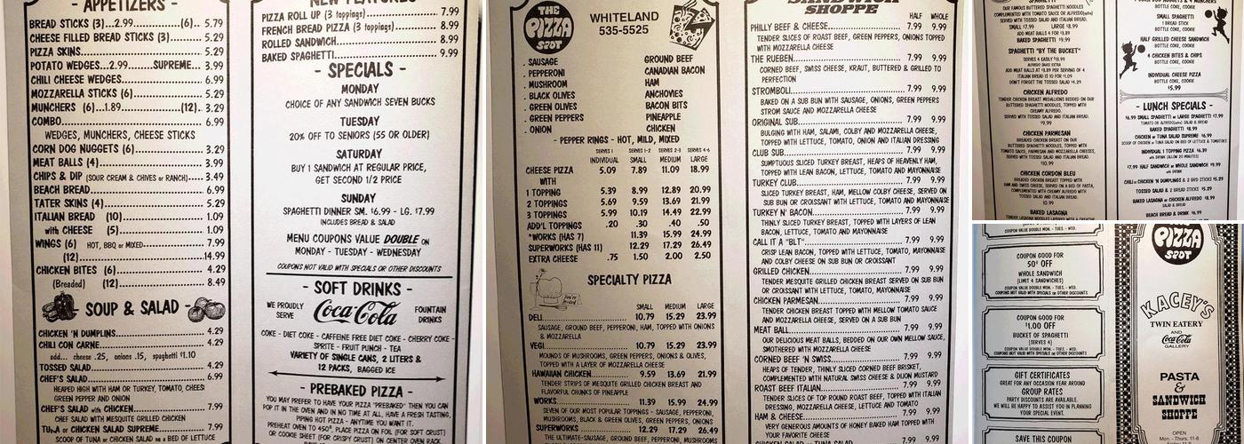 Kacey's Pizza Spot Menu