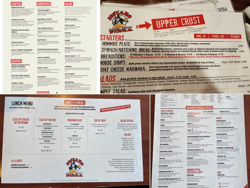 Jockamo Upper Crust Pizza Menu