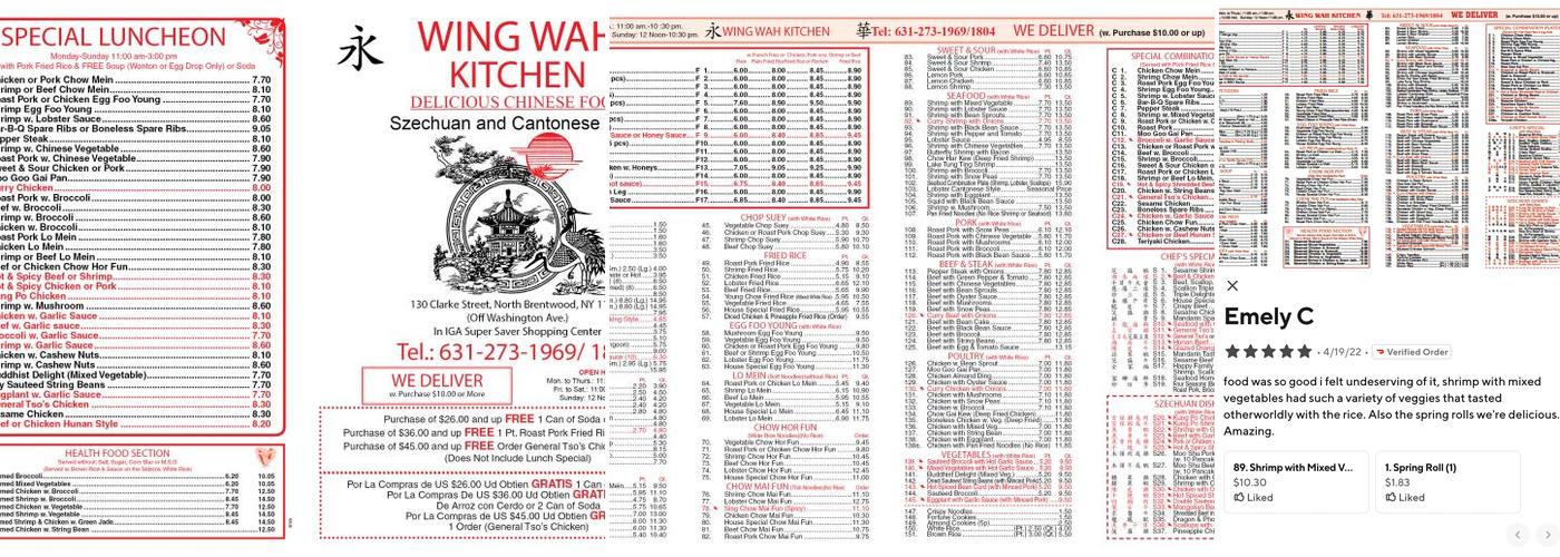 Wing Wah Kitchen Menu