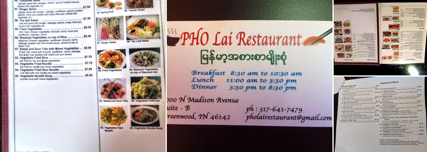 Pho Lai Restaurant Menu