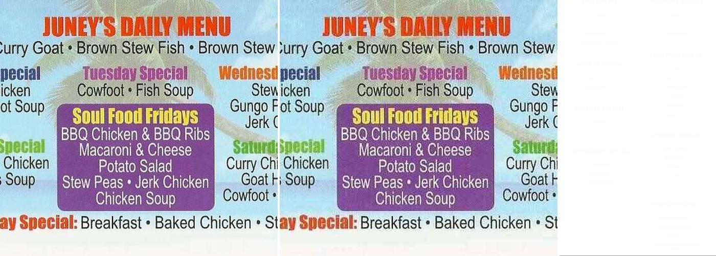 Original Junie's Menu