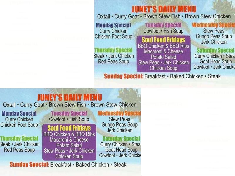 Original Junie's Menu