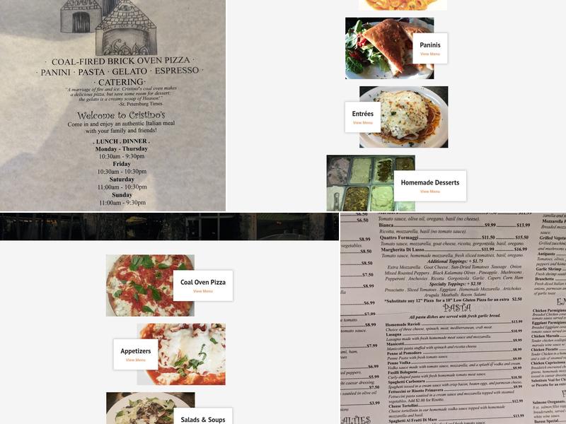 Cristino's Coal Oven Pizza Menu