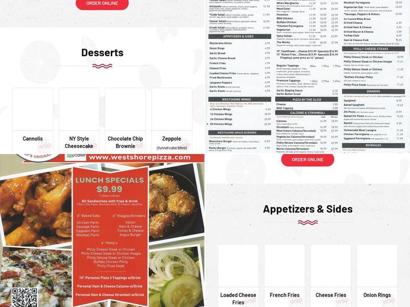 Westshore Pizza Largo Menu