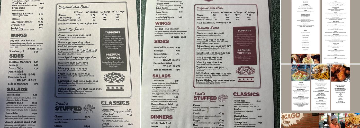 Paul's Chicago Pizza Menu