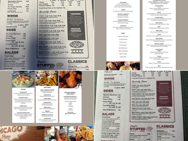 Paul's Chicago Pizza Menu