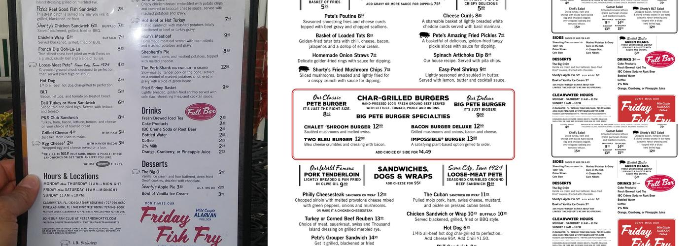 Pete & Shorty's Iowa Bistro Menu
