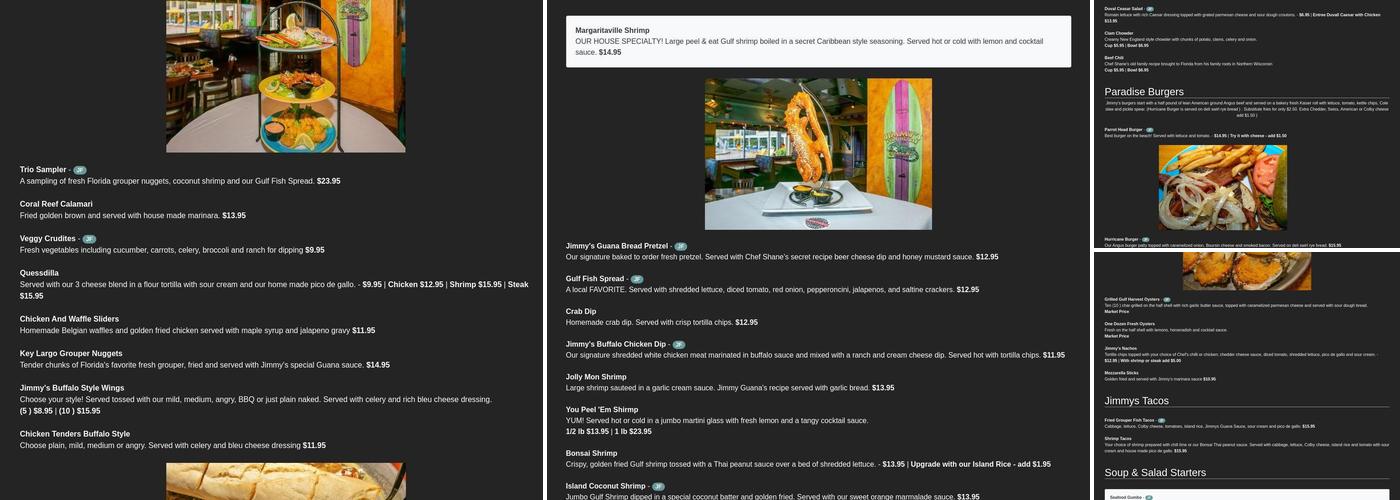 Jimmy's Fish House & Iguana Bar Menu