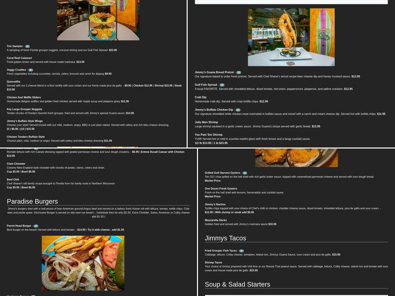 Jimmy's Fish House & Iguana Bar Menu