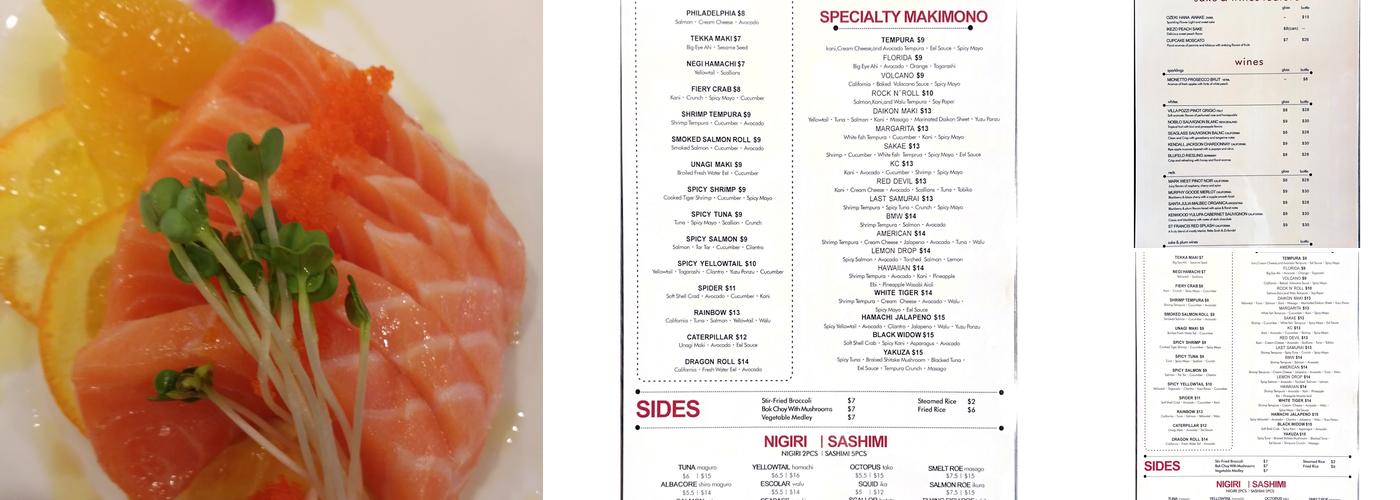 Sakae Sushi Menu