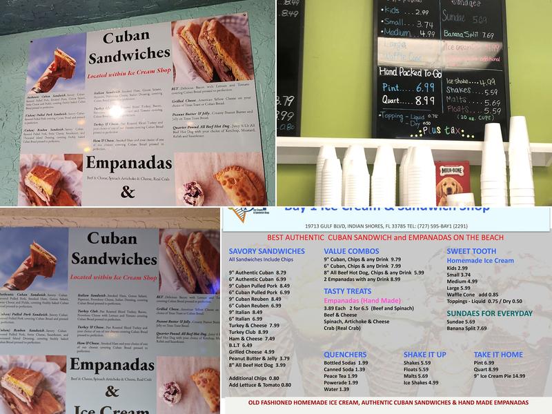 Bay 1 Ice Cream & Sandwich Shop Menu
