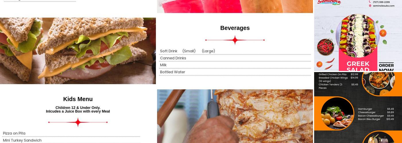 Seminole Subs & Gyros - Largo, FL Menu