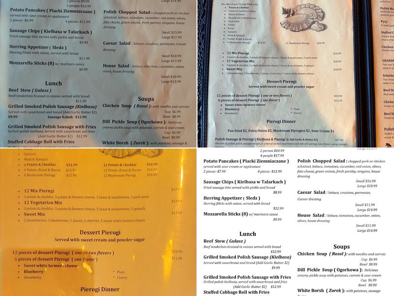 Pierogi Grill Menu