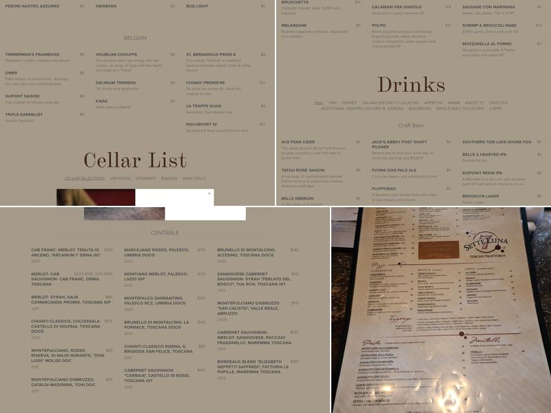 Sette Luna Menu