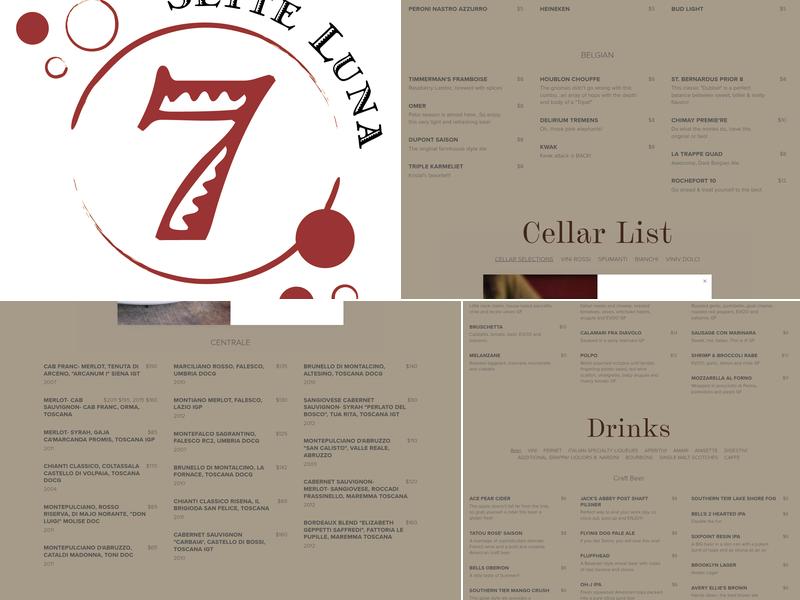 Sette Luna Menu