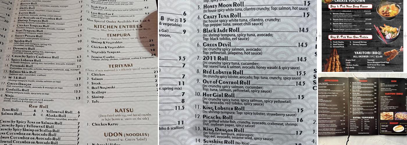 Jasmine Sushi Hibachi & Thai Menu