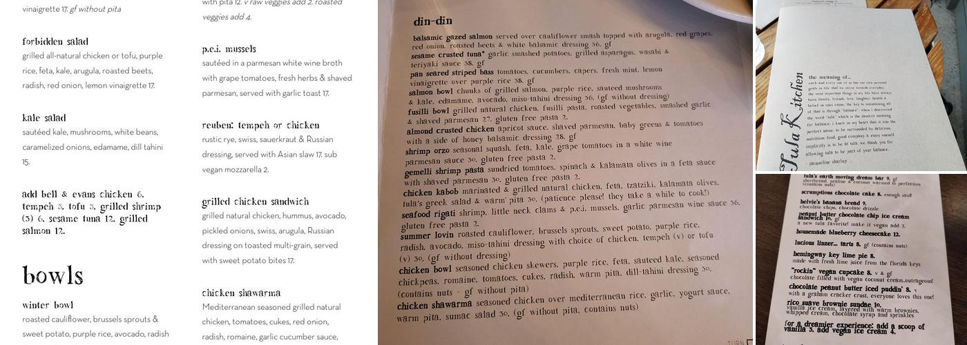 Tula Kitchen Menu