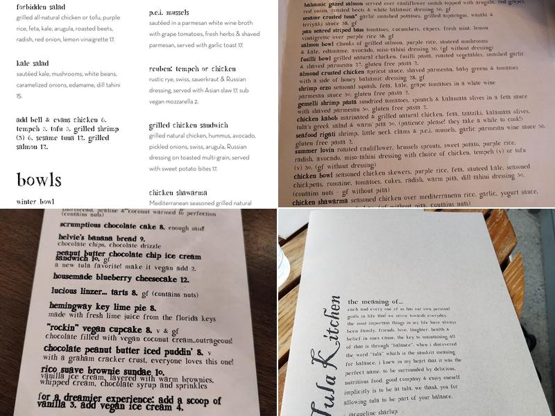 Tula Kitchen Menu