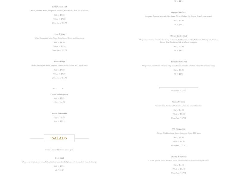 The Green Corner Menu