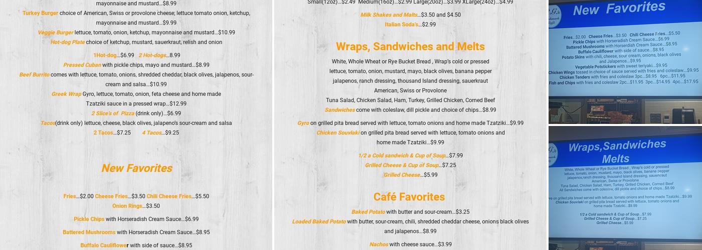 Bookmark Cafe Menu