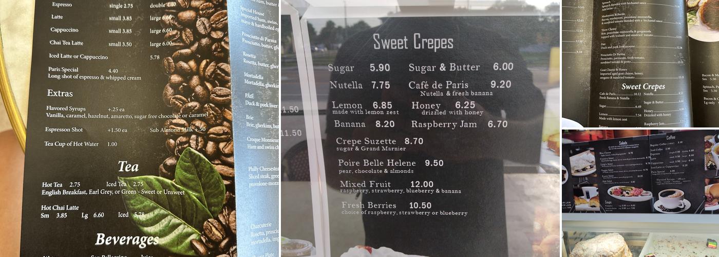 Cafe de Paris Bakery Menu