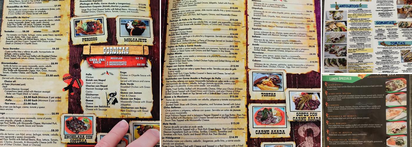 Gorditas Don Huicho Menu