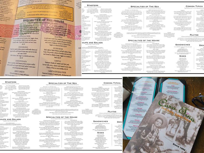 Casa Tina Mexican Menu