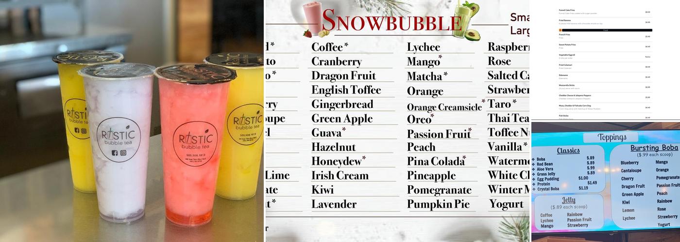 Rustic Bubble Tea Cafe Menu