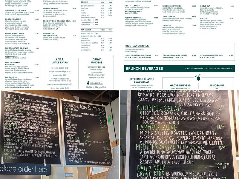 The Grove Cafe & Market Menu