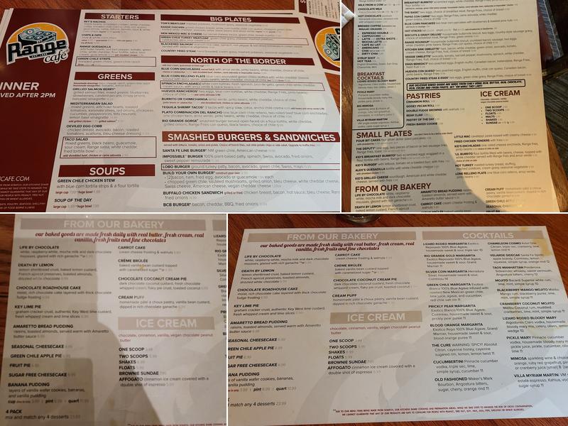Range Café Wyoming Menu