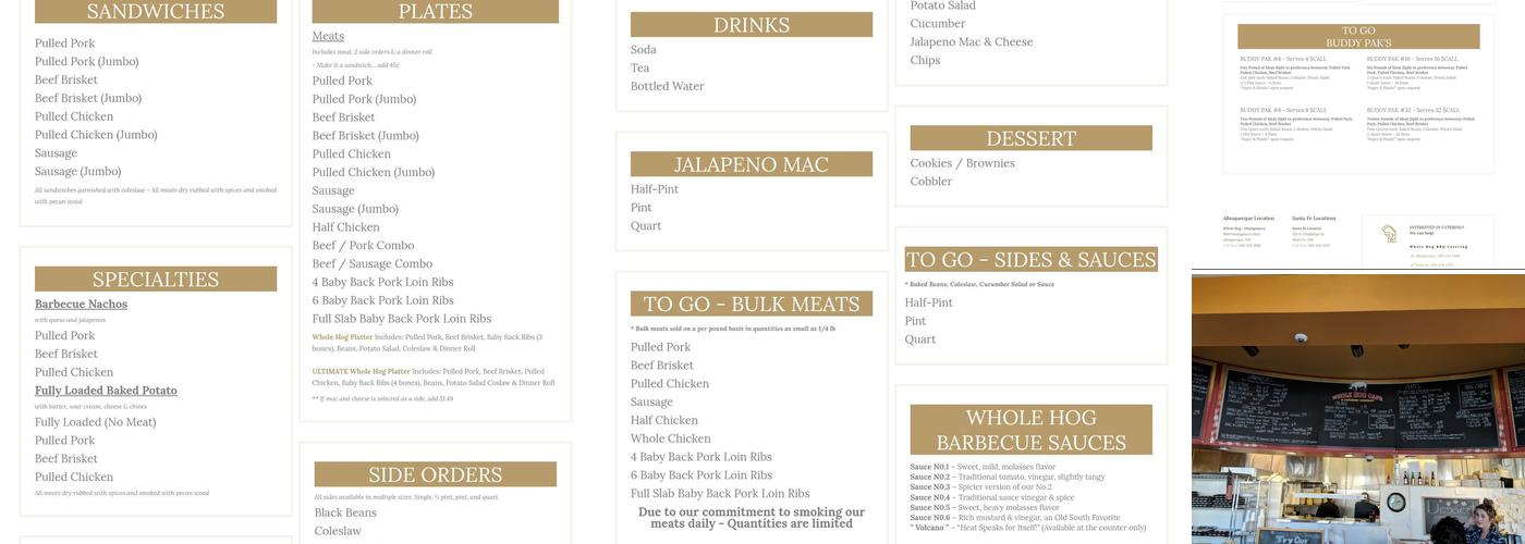 Whole Hog Café Menu