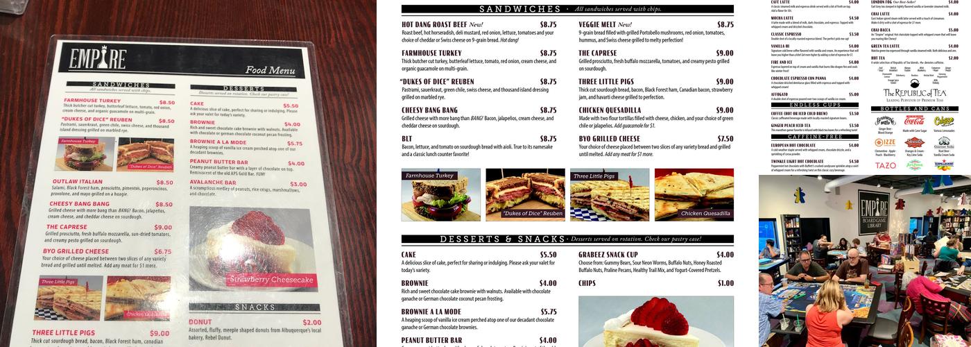 Empire Board Game Library Menu