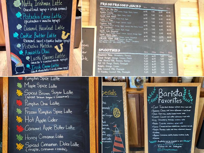Bay Shore Bean Menu