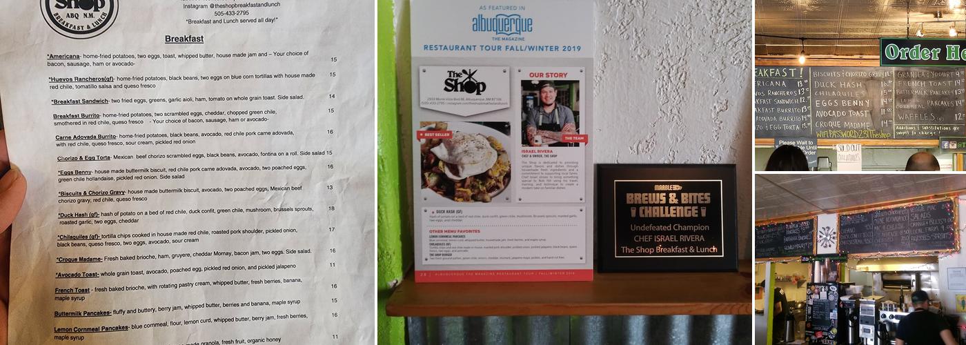 The Shop Breakfast and Lunch Menu