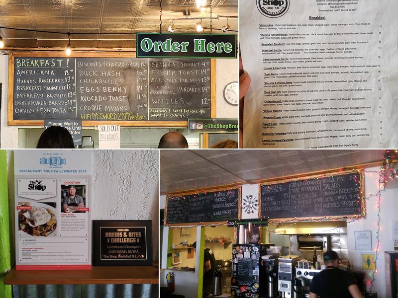 The Shop Breakfast and Lunch Menu