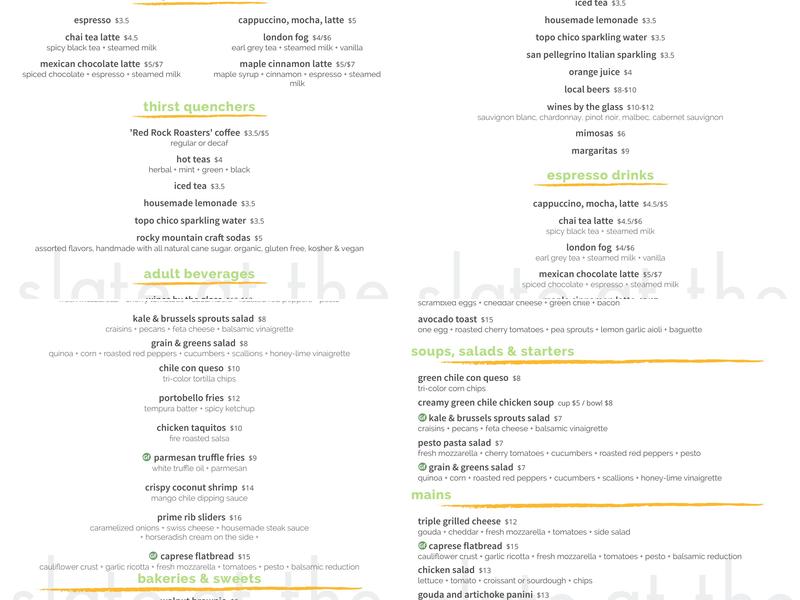 Slate Cafe At the Museum Menu