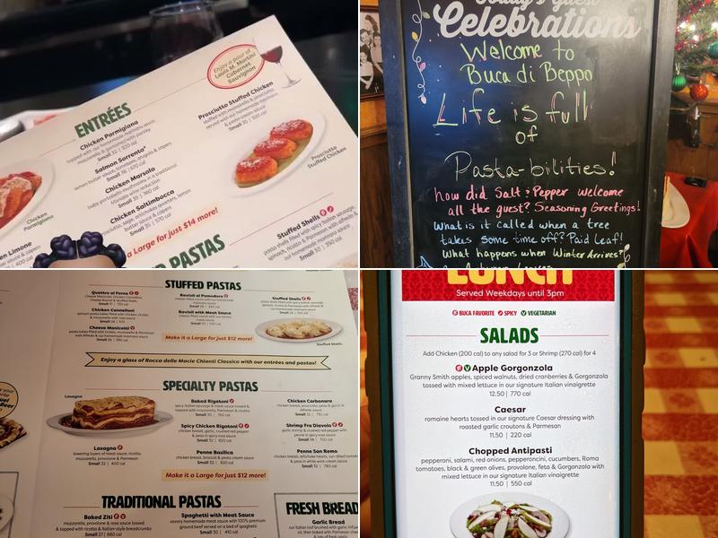 Buca di Beppo Italian Restaurant Menu