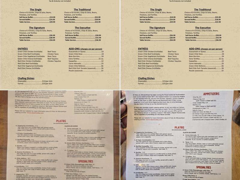 El Patio De Albuquerque Menu