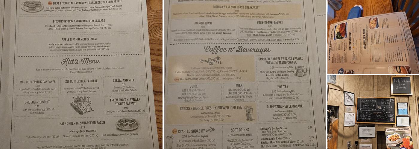 Cracker Barrel Old Country Store Menu