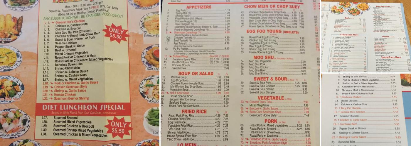 Great Wall Chinese Menu
