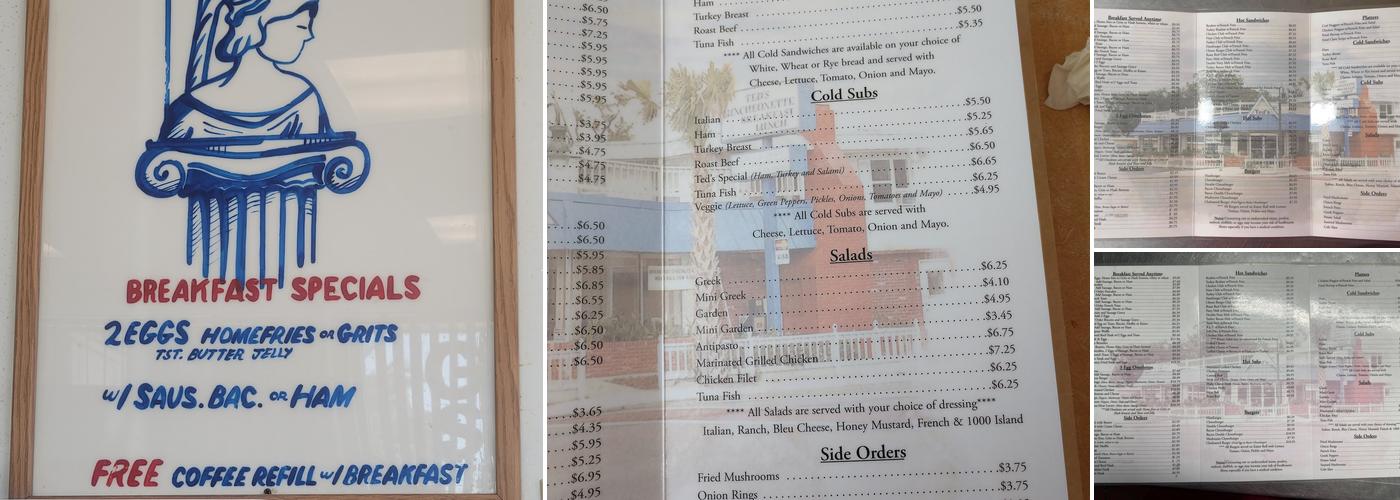 Ted's Luncheonette Menu