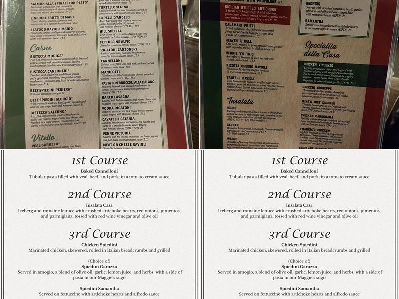 Garozzo's Downtown Menu