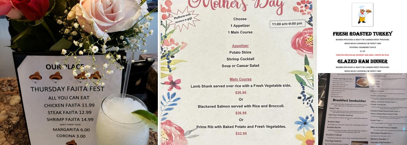 Our Place Dunedin Menu