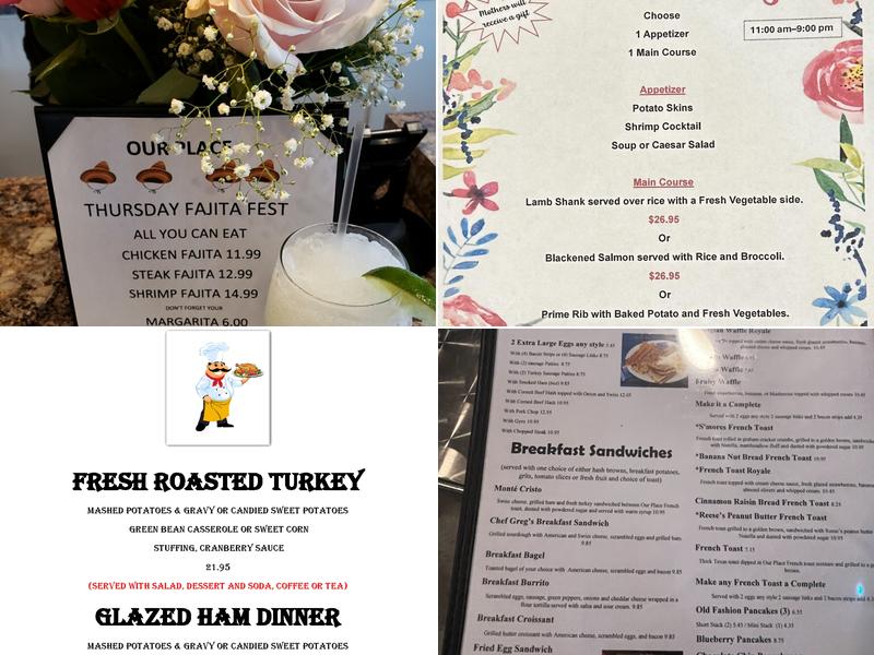 Our Place Dunedin Menu